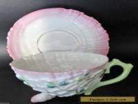 ANTIQUE BELLEEK STYLE NEPTUNE CUP AND SAUCER EUROPEAN # 7360