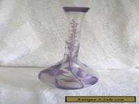 Antique Signed Val St Lambert French Cameo Art Glass Lavender Botanical 10" Vase