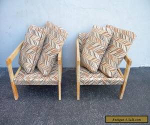 Item Pair of Vintage Mid-century Oak Living Room Side by Side Chairs 4066 for Sale