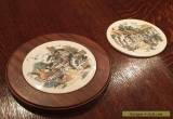vintage Hand painted ceramics tile (wood framed) table mat England 22cmx2.5cm  for Sale