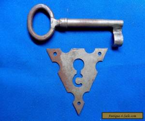 Item Antique Vintage Steel Jail Key Lock Set  Mechanism & Rosette Plate for Sale