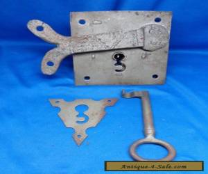 Item Antique Vintage Steel Jail Key Lock Set  Mechanism & Rosette Plate for Sale