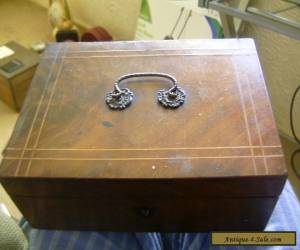 victorian ladies cross band trinket box with handle  for Sale