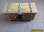 vintage wooden trinket box with metal stud deco and metal catch for Sale