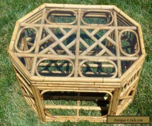 Item 1960s Vintage Bamboo Rattan Glass Top Coffee Table Mid Century Phillippines Tiki for Sale