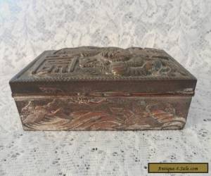 Item Japanese Wood Lined Cigarette Box - DRAGONS and CRANES for Sale