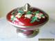 Antique SATO Japanese Cloisonne Covered Dish Pigeon's Blood Vase for Sale