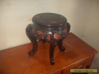 Vintage Carved Wood Oriental Plant Stand Asian End Table