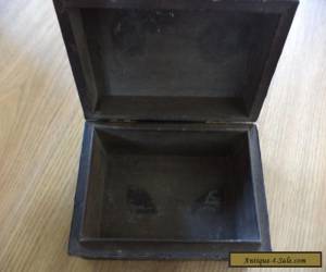 Item antique arts and crafts wooden box pewter panels for Sale