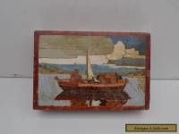 Vintage Wooden Box with Picture Inlay