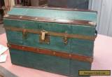 Antique Victorian Oak Wood & Metal Dome Top Steamer Trunk Vintage Chest  for Sale