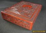 VINTAGE JAPANESE CINNABAR SUZURIBAKO LIDDED CALLIGRAPHY BOX DRAGON PHOENIX  for Sale