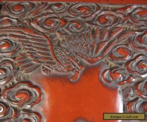 Item VINTAGE JAPANESE CINNABAR SUZURIBAKO LIDDED CALLIGRAPHY BOX DRAGON PHOENIX  for Sale