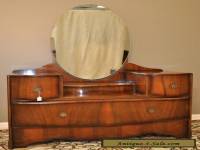 *VINTAGE ART DECO WALNUT STYLISH DRESSER WITH MIRROR BACK, DRESSING TABLE*