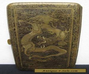 Item Japanese Engraved Damascene Cigarette Case with Dragons, Urban Scene for Sale