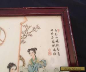 Item Chinese Famille Rose Porcelain Plaque in Wood Frame for Sale