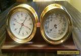 Chelsea Brass Clock & Barometer with Wood Stand for Sale