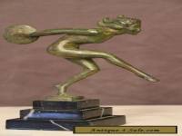 French BRONZE ART DECO DANCER STATUE nude lady sculpture marble Bourain Nymph