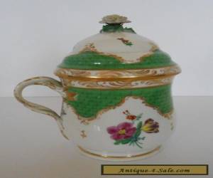 Item Royal Vienna Hand Painted Porcelain Pot de Creme Flower Finial & Twist Handle for Sale