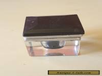 ART DECO  1920S  glass ink well Antique black glass top hinge top