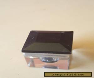 Item ART DECO  1920S  glass ink well Antique black glass top hinge top for Sale