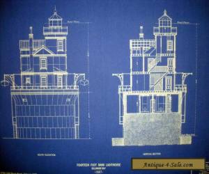 Item Fourteen Bank Lighthouse 1887 blueprint plan drawing 18x22  (237) for Sale