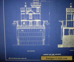 Item Fourteen Bank Lighthouse 1887 blueprint plan drawing 18x22  (237) for Sale