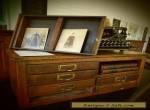 ANTIQUE OAK TABLE TOP PRINTERS CABINET- 6 DRAWER- PAPER SLOT for Sale