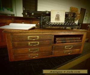 Item ANTIQUE OAK TABLE TOP PRINTERS CABINET- 6 DRAWER- PAPER SLOT for Sale