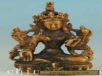 Asian Chinese Tibet Old Brass Handmade Carved Kwan-yin Collect Buddha Statue 