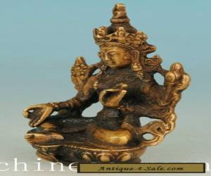 Item Asian Chinese Tibet Old Brass Handmade Carved Kwan-yin Collect Buddha Statue  for Sale