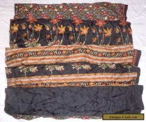 Item AU USED BUT WEARABLE ART SILK ANTIQUE VINTAGE SARI SAREE 5 YD D15 Black #02PAE for Sale