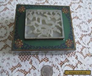 Item Cloisonne Enamelled Box w/Carved Jade Dragon Lid: Antique for Sale