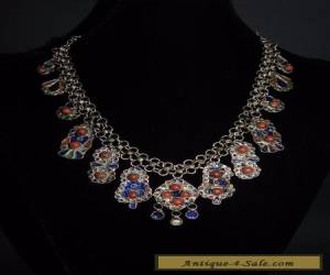 Enameled ethnic Berber vintage Necklace, Morocco  for Sale