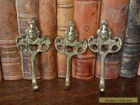 Antique Set of 3 French Brass Cherub Hooks