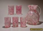 c. 1897 COIN DOT IVT OPTIC SPATTER Northwood PINK Spatter Ball Jug & 5 Tumblers for Sale