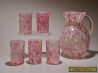 c. 1897 COIN DOT IVT OPTIC SPATTER Northwood PINK Spatter Ball Jug & 5 Tumblers