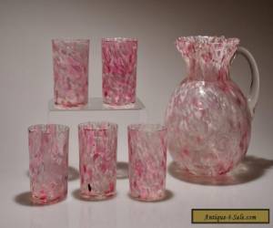 c. 1897 COIN DOT IVT OPTIC SPATTER Northwood PINK Spatter Ball Jug & 5 Tumblers for Sale