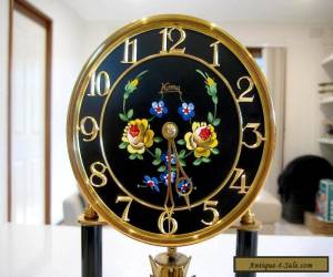 Item LOVELY LARGE SIZE 400 DAY ANNIVERSARY CLOCK...BLACK FACE WITH FLORAL DIAL for Sale