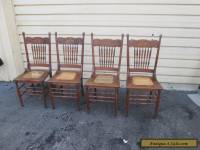 56629   Set 4 Antique Solid oak Dining room Chair s Chairs