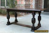 Antique French Carved Oak Farmhouse Trestle LARGE Dining Table Desk Pegged 1880s for Sale