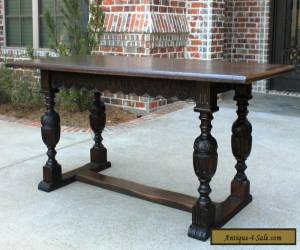 Item Antique French Carved Oak Farmhouse Trestle LARGE Dining Table Desk Pegged 1880s for Sale