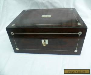 Item ANTIQUE ROSEWOOD JEWELLERY BOX WITH MOP AND SLIVER STRINGING for Sale