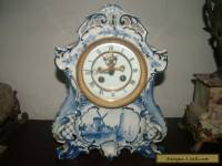 Antique French Clock Delft Style ceramic case