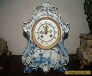 Antique French Clock Delft Style ceramic case for Sale