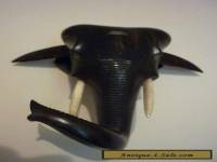 ANTIQUE ELEPHANT  BUST WALL MOUNTED EBONY 1900s