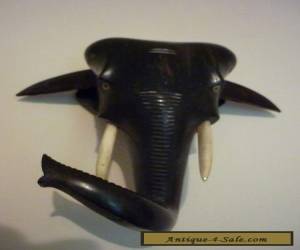 ANTIQUE ELEPHANT  BUST WALL MOUNTED EBONY 1900s for Sale