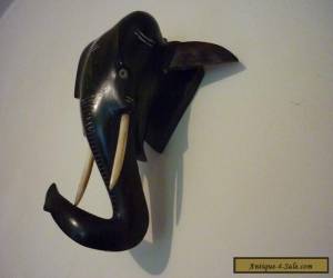 Item ANTIQUE ELEPHANT  BUST WALL MOUNTED EBONY 1900s for Sale