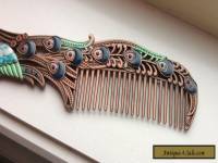 Art Nouveau Copper Vintage Peacock Hair Comb