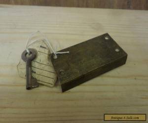 ORIGINAL VICTORIAN ANTIQUE BRASS CABINET LOCK AND KEY OAK PINE CUPBOARD for Sale